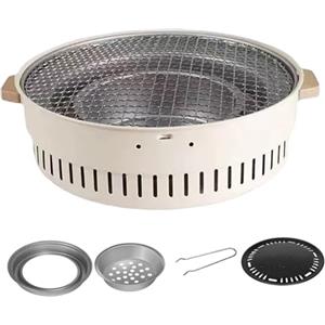 Ngbbby Griglia Portatile a Carbone, Set per Barbecue Coreano a Doppia modalità - Griglie e affumicatori per Esterni con Rete e Padella per Uso Interno/Esterno, Griglie Carbone