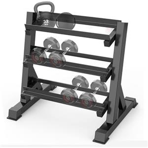 FFitness Rastrelliera per Manubri 3 Livelli in Acciaio - Supporto Porta Pesi Fino a 500 Kg con Design Triangolare