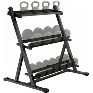 SPORTNOW Rastrelliera Manubri a 3 Livelli Porta Pesi Acciaio 200 Kg Nero