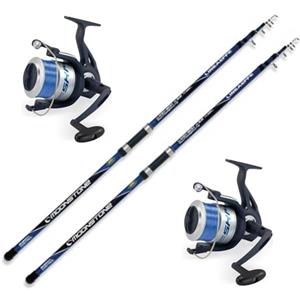 Generico Canna Pesca Surfcasting Orata Serra Spigola Kit 2 Canne Gr. 200 Mt. 4,20 + 2 Mulinelli 7000 Combo