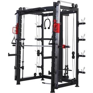 GORILLA SPORTS® Smith Machine - Multifunzione, con Bilanciere Olimpico, Cavi, Lat Machine, Dip Station, Regolabile, Accessori - Multipower Palestra, Squat Rack, Power Cage, Sollevamento Pesi, Fitness