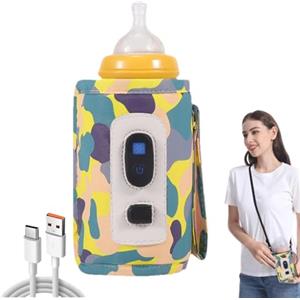 MWZBTG Copertura isolante per bottiglia di latte, borsa scaldabiberon per latte | Scaldalatte portatile USB Scaldabiberon digitale - Borsa per bottiglia con temperatura a 5 ingranaggi, alimentazione