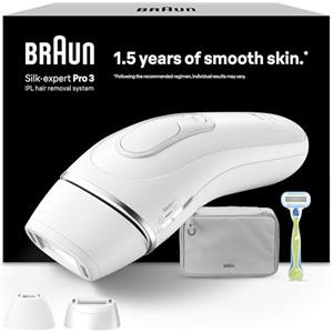 Braun Silk·Expert Pro 3 Epilatore Luce Pulsata, Depilatore Corpo Donna, Alternativa All'epilazione Laser Peli Donna, Epilazione a Casa, con Custodia, Rasoio Venus, 3 Testine, Idea Regalo, Pl3222
