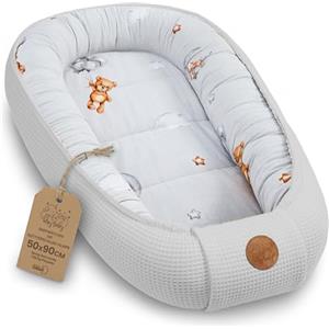 Totsy Baby Riduttore lettino neonato - 50x90cm nido baby nest antisoffoco culla pod cocoonababy confortevole cotone waffle babynest per neonati Orsacchiotti
