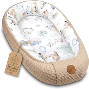 Totsy Baby Riduttore lettino neonato - 90x50 cm nido culla pod cocoonababy babynest antisoffoco per bambina e bambino baby nest per neonati Riccio cachi