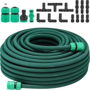 TLGREEN Tubo Poroso per Irrigazione 50 mt 1/2" con Vari Connettori, Set Tubo Gocciolante da Giardino per Prati, Patii… (verde) (verde)