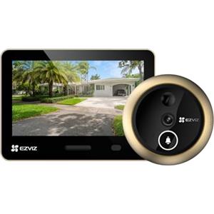 EZVIZ EP4 Spioncino Digitale WiFi 4K con Schermo Touch da 5,5", Batteria 7100mAh, Riconoscimento Facciale AI, Audio Bidirezionale, Visione Notturna, Rilevamento PIR, Supporta MicroSD 512GB, Oro