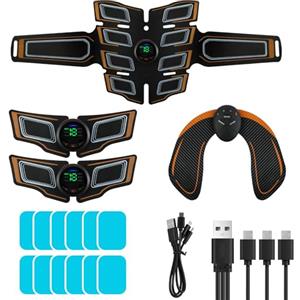 Aolso EMS Elettrostimolatore Muscolare, Stimolatore Addominale, 6 modalità e 18 intensità, EMS Full Body ABS/Addominali/Braccia/Gambe/Glutei, USB Ricaricabile-Uomo/Donna
