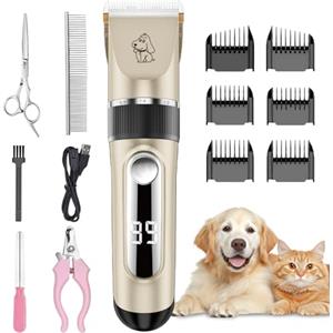 NWOUIIAY Kit Tosatrice Professionale per Cani Tagliacapelli Animali Gatto Ricaricabile Tosatore Elettrico per Impermeabile IPX7 Lavabile Ricaricabile