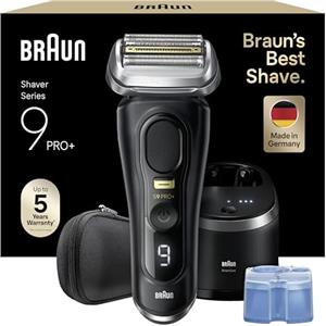 Braun Series 9 PRO +, Rasoio Elettrico Barba, Regolabarba Uomo, Rifinitore di precisione, Custodia Viaggio, Lame Flessibili, SmartCare, Impermeabile, Batteria Litio Ion, Idea Regalo, 9560cc Nero