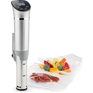 KLARSTEIN Quickstick Flex - Sous Vide, Roner, Circolatore ad Immersione, Cottura Sottovuoto, 1300 W, Circolazione 3D, Timer, 0-95 ° C, IPX7, fino a 20 Litri, Flex, Argento