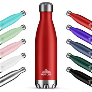 Mont-Clair H2O Borraccia Termica 500ML in Acciaio Inox, Borracce Termiche - 12h di Bevanda Calda e 24h di Bevanda Fredda - Senza BPA, Bottiglia Acqua, Borraccia 500ML Rosso