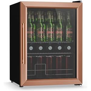 Klarstein Beersafe 60 L Mini Frigo con Porta in Vetro - Frigo Bar per Bevande, Rame | luce LED, ripiani metallici estraibili, silenzioso, frigo per birra, lattine e bottiglie