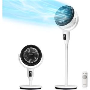 Aigostar Ventilatore a Piantana Silenzioso 23DB, 24W DC, Oscillazione 135°+90°, Ventilatori a Colonna Potente con Telecomando, 9 Velocità, Timer da 9H, Funzion Aroma Camera da Letto & Salott