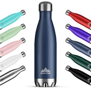 Mont-Clair H2O Borraccia Termica 500ML in Acciaio Inox, Borracce Termiche - 12h di Bevanda Calda e 24h di Bevanda Fredda - Senza BPA, Bottiglia Acqua, Borraccia 500ML Blu scuro