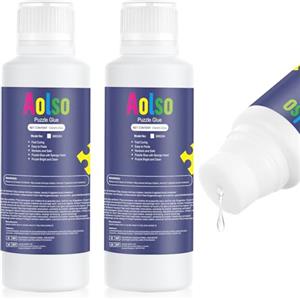 Aolso Colla Trasparente Per Puzzle - 240ml Con Applicatore in Spugna, Adesivo Permanente ad Asciugatura Rapida per 500/1000/1500 Pezzi
