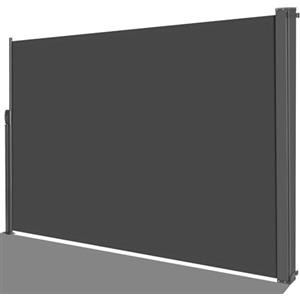 LIFERUN Tenda da Sole Laterale 180 x 350 cm (H x L),Tendone Laterale Estensibile,Tenda Sole Allungabile,Tenda Laterale Avvolgibile,Impermeabile,Protezione Solare,Rivestimento in PU,per Balcone,Terrazzo,Grigio