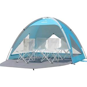 Wolfwise Tenda da Spiaggia UPF 50+ per Famiglia, Riparo Solare Anti-UV con 3 Finestre Ventilate, Pavimento Estensibile e Borsa per il Trasporto, Capacità 4 Persone, Blu