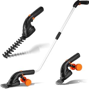 LIFERUN Cesoia per Erba a Batteria 7,2V 2000mAh, 2 in 1 Tagliasiepi elettrico a batteria, con Manico Telescopico, Taglia bordi giardino a batteria, Per Siepi, Giardino e Cespugli, Nero