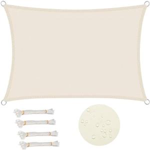 WOLTU Vela ombreggiante 3x4m in PES 160 g/m² Idrorepellente Tenda a Vela Parasole Rettangolare Protezione Solare Respirante Anti UV Giardino Esterni Crema