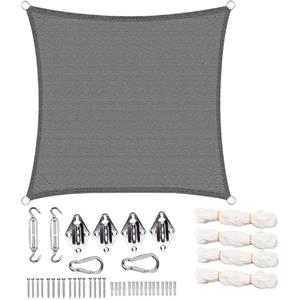 WOLTU Tenda parasole Vela Ombreggiante rettangolare 2 x 2 m, Tenda a Vela Parasole protezione UV, 180g/m² HDPE traspirante, Tende da Sole con Kit di Fissaggio