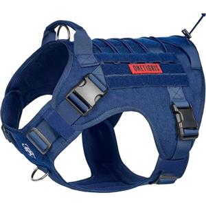 OneTigris Pettorina per cani, FIRE WATCHER pettorina tattica di sicurezza per cani con 1 maniglia e 2 anelli a D, in nylon 1000D (XXS, Blu)