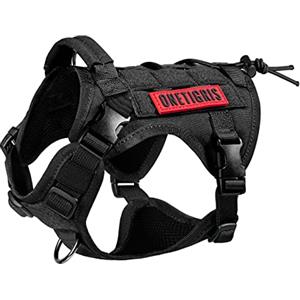 OneTigris Pettorina per cani, FIRE WATCHER pettorina tattica di sicurezza per cani con 1 maniglia e 2 anelli a D, in nylon 1000D (XXS, Nero)