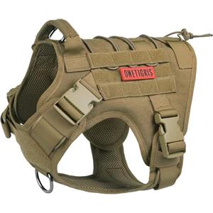 OneTigris Pettorina per cani, FIRE WATCHER pettorina tattica di sicurezza per cani con 1 maniglia e 2 anelli a D, in nylon 1000D (XXS, Marrone)