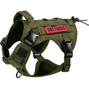 OneTigris Pettorina per cani, FIRE WATCHER pettorina tattica di sicurezza per cani con 1 maniglia e 2 anelli a D, in nylon 1000D (XXS, Verde)