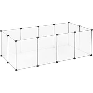 EUGAD Recinto per Piccoli Animali 12 Pannelli Trasparente Recinto per Piccoli da Interno in PP, Gabbia per Porcellino d'India, DIY Recinzione per Conigli, Criceti, Cucciolo 145x75x46cm