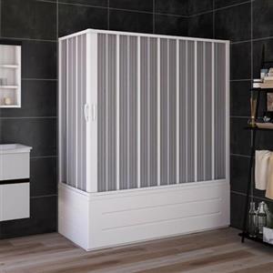 Forte Box Doccia Sopravasca 70x170 cm in PVC a soffietto con Apertura Centrale H 150 cm colore Bianco mod. Flex