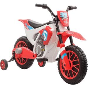 HOMCOM Moto da Cross Elettrica per Bambini 3-6 Anni 106.5x51.5x68cm Rosso | Moto Elettrica per Bambini, Batteria 12V Ricaricabile, Rotelline Rimovibili