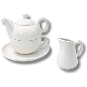 Leonardo Luxury Home Design Set 2 Pezzi Porcellana Bianca Tazza Teiera 400 ml Mini Bricco 100 ml Servizio The Elegante Idea Regalo (Tazza Teiera+Mini Bricco)