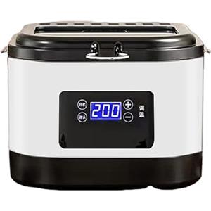 Generic Friggitrice ad Olio Chiusa 5 Litri con Cestello per Friggere, Friggitrice Elettrica ad Olio 1000W, Controllo Della Temperatura 60-200°C, per Uso Domestico(White)