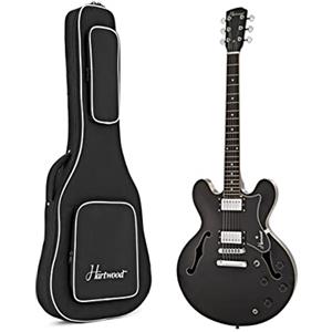 Hartwood Revival - Chitarra elettrica semiacustica con borsa da concerto | Due humbucker in stile vintage, inserti perlati sulla tastiera, ponte regolabile per accordatura stabile