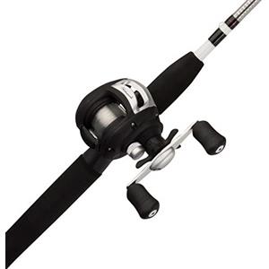 SHAKESPEARE Alpha-Canna da Pesca a Basso Profilo e Mulinello Baitcast, 2 Pezzi, Misura Media, 1,8 m Unisex, Nero, Bianco, 6' -Medium-2pc