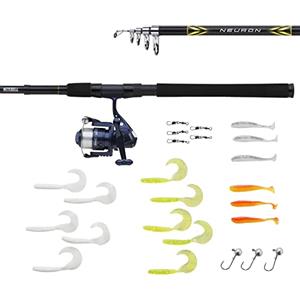 Mitchell Neuron Saltwater Spin Combo, Set Canna e Mulinello adatto per Spinning costiero, Pesca con artificiali, Ottimo per spigola, Merluzzo, Pollack, Include Attrezzatura, Pronto per Pescare