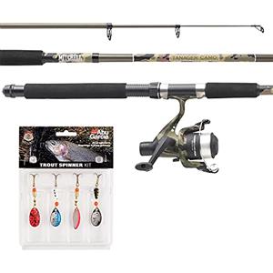 Mitchell Tanager 1555894 - Set da pesca telescopico, composto da una canna da pesca e mulinello combo con spago e esche per la pesca di trote e persico, telescopico, 1,80 m