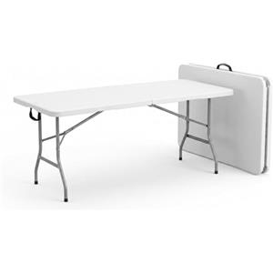 BERARDI | Tavolo pieghevole in resina bianca, 180x70x74 cm, portatile con maniglia, per sagra, campeggio, birreria, catering, casa, fiere