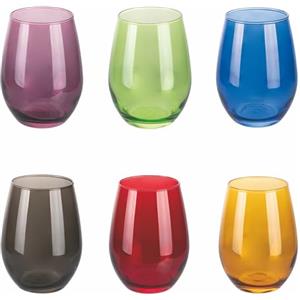GALILEO Set 6 Bicchieri Acqua 550 ml in Vetro, Luce Color Sibilla