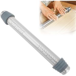 FARYODI Mattarello in acciaio inox, antiaderente, in metallo, spessore regolabile, con anelli rimovibili, in 4 misure, per cuocere pasta, pizza, torte, dolci, 41,5 x 6,5 cm