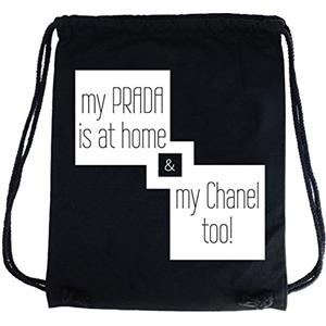 PREMYO Borsa da Palestra Sacca Zaino Sportiva con Scritta Stampa Home Borsone Zainetto Chiusura a Cordoni Gym Bag Tela Cotone Nero