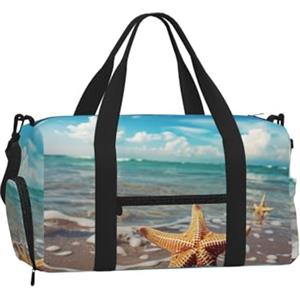 Entemne Day of The Dead Sugar Skull Floral Sports Gym Bag con scomparto per scarpe donna uomo borsa da viaggio leggera impermeabile weekend pernottamento bagaglio a mano, Spiaggia del mare delle