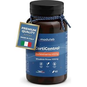 Modulab - CortiControl, Cortisolo Abbassare Dimagrire Forte, Fosfatidilserina 400mg, Rodiola Rosea, Vitamina B6, Cortisol Balance, supporta Memoria e Concentrazione, migliora il Sonno, Cortisolo alto
