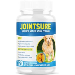 JOINTSURE Integratori per Cani Articolazioni 120 Compresse | Supporta la Mobilità e le Articolazioni di Cani Anziani e Adulti | Condoprotettori con Glucosamina, Condroitina, Cozza Verde