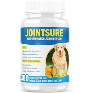 JOINTSURE Integratore per Le Articolazioni del Cane 300 Compresse| Supporta la Mobilità e Le Articolazioni di Cani Anziani e Adulti Condoprotettori per Cane con Glucosamina, Condroitina, Cozza Verde…