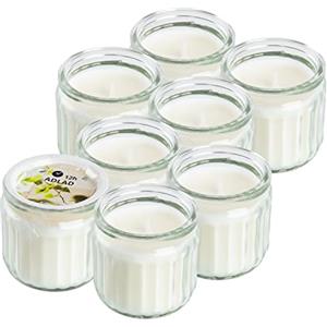 Ikea ADLAD - Mini candele profumate bianche in barattoli di vetro, legni scandinavi e agrumi, 12 ore ciascuna, set da 8