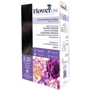 Purobio Flowertint Colorazione in Crema Permanente 5,01 Castano Chiaro Freddo - Ristrutturante e Idratante con Flower Complex