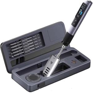 Drhomeam Smart Saldatore Kit CNC Lega di Alluminio + Silicone HS-02 Mobile Workbench Storage Box, con Tipo-C Ricarica, Controllo della Temperatura, Schermo a Colori IPS ad Alta Definizione (HS-02A alto)