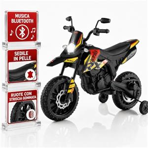 TOYSCAR Moto Elettrica Bambini Aprilia RX Mini Moto Cross SEDILI IN PELLE 3 Ruote Moto Bambini Motore Elettrico 12V Moto Per Bambini 1-4 Anni Luci Led BLUETOOTH Sospensioni A Molla